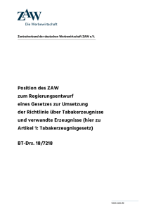 Position des ZAW zum Regierungsentwurf eines Gesetzes zur