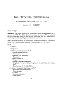 Kurs: PHP/MySQL-Programmierung