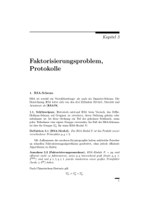 Faktorisierungsproblem, Protokolle