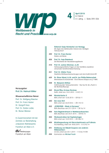 WRP - Wettbewerb in Recht und Praxis 4/2015 Editorial