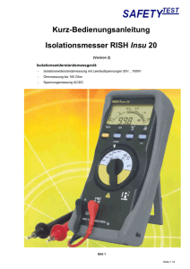 Kurz-Bedienungsanleitung Isolationsmesser RISH Insu 20