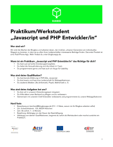 Praktikum/Werkstudent „Javascript und PHP Entwickler/in“