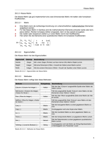 Klasse Matrix 29.3.3 Klasse Matrix Die Klasse Matrix