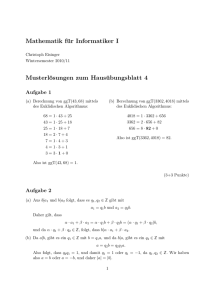 Mathematik für Informatiker I Musterlösungen zum Hausübungsblatt 4