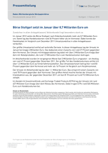 Pressemitteilung Börse Stuttgart setzt im Januar über 8,7 Milliarden