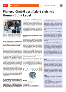 Planeco GmbH zertifiziert sich mit Human Ethik Label