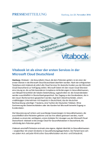 PRESSEMITTEILUNG Vitabook ist als einer der ersten Services in