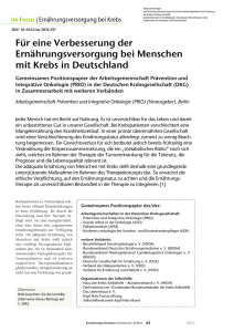 Für eine Verbesserung der Ernährungsversorgung bei Menschen