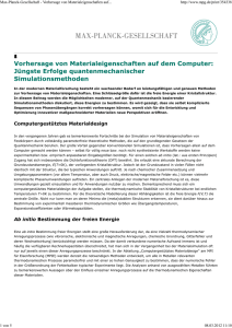 Max-Planck-Gesellschaft - Vorhersage von Materialeigenschaften