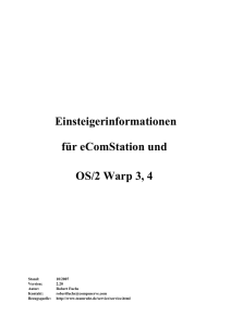 Einsteigerinformationen für eComStation und OS/2 Warp 3, 4