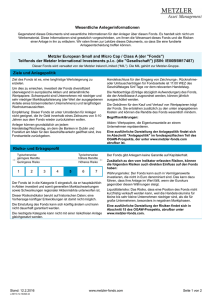 Wesentliche Anlegerinformationen Metzler European Small and