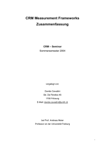 CRM Measurement Frameworks Zusammenfassung - Diuf