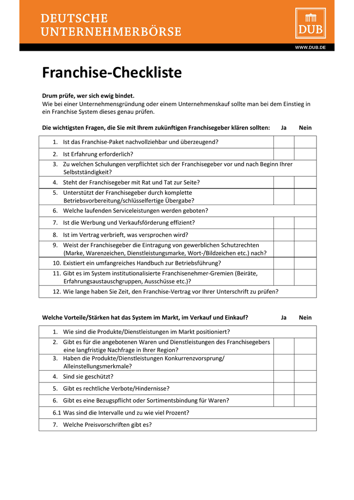 Selbstständigkeit checkliste pdf