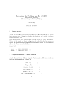 Sammlung der Probleme aus der LV GDI