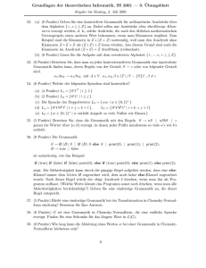 Grundlagen der theoretischen Informatik, SS 2001 — 9. ¨Ubungsblatt