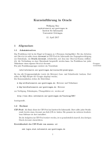 Einführung in die Benutzung von Oracle am IFI