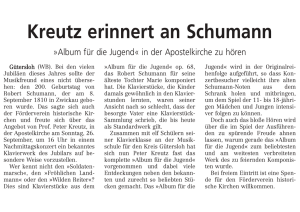 Kreutz erinnert an Schumann - Musikschule für den Kreis Gütersloh eV