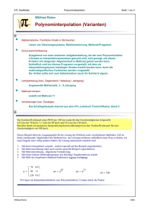 Polynominterpolation - MATHEMATIK und TECHNIK mit MATHCAD
