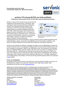 serVonic CTI-Lösung IXI-PCS von Unify zertifiziert