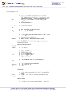 GA-G41MT-D3 (rev. 1.3) CPU 1. Support for an Intel ® Core™ 2