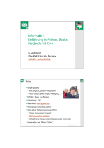 Informatik I Einführung in Python, Basics Vergleich mit C++