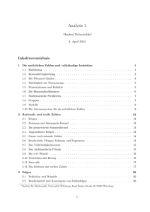 Analysis 1 - Institut für Mathematik