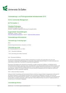 Merkblatt 9,012 Community Management, Herbstsemester 2015