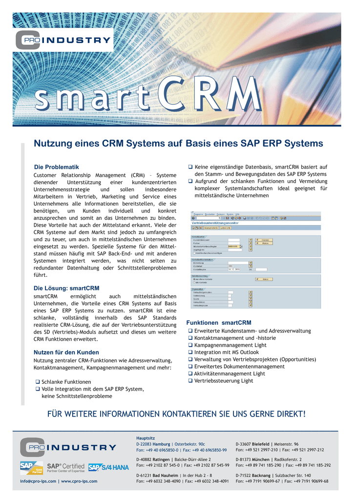 Nutzung Eines Crm Systems Auf Basis Eines Sap Erp Systems