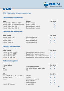 1/2 GAIN Collaboration Systemvoraussetzungen Unterstützte Server