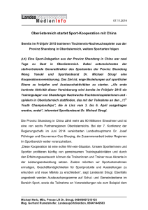 Oberösterreich startet Sport-Kooperation mit China