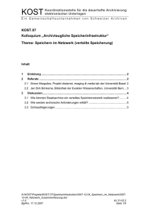 Kolloquium Archivtaugliche Speicherinfrastruktur - kost-ceco