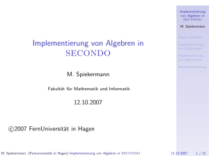 Implementierung von Algebren in SECONDO