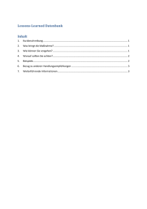 Lessons-Learned Datenbank Inhalt