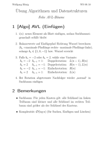 Übung Algorithmen und Datenstrukturen 1 [Algo] AVL (Einfügen) 2