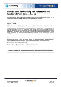 Hinweise zur Verwendung von myfactory unter Windows XP mit