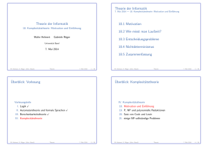 Theorie der Informatik - Komplexitätstheorie