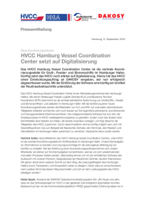 08.09.2016 HVCC Hamburg Vessel Coordination Center setzt auf