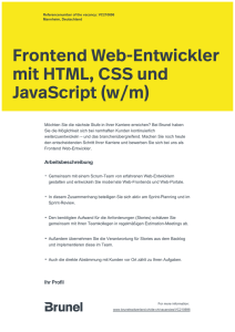 Frontend Web-Entwickler mit HTML, CSS und JavaScript (w/m)