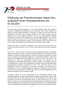 Erklärung von Premierminister Naoto Kan anlässlich einer