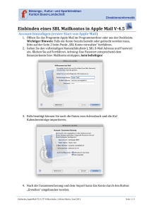 Einbinden eines SBL Mailkontos in Apple Mail V-‐4.5