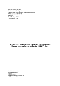 Konzeption und Realisierung einer Datenbank zur - RWTH