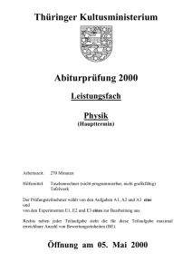 Thüringer Kultusministerium Abiturprüfung 2000