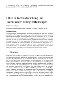 Ethik in Technikforschung und Technikentwicklung: Erfahrungen