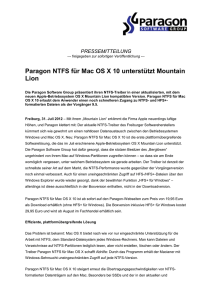Paragon NTFS für Mac OS X 10 unterstützt Mountain Lion
