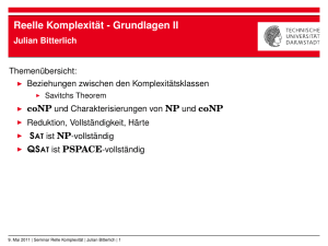 Reelle Komplexität - Grundlagen II