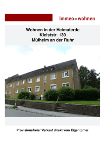 Wohnen in der Heimaterde Kleiststr. 130 Mülheim an der
