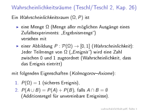 Wahrscheinlichkeitsräume (Teschl/Teschl 2, Kap. 26)