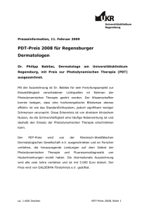 PDT-Preis 2008 für Regensburger Dermatologen