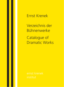Ernst Krenek Verzeichnis der Bühnenwerke Catalogue
