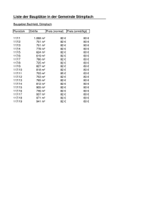 Liste der Bauplätze Bachfeld 1, Größe und Preise